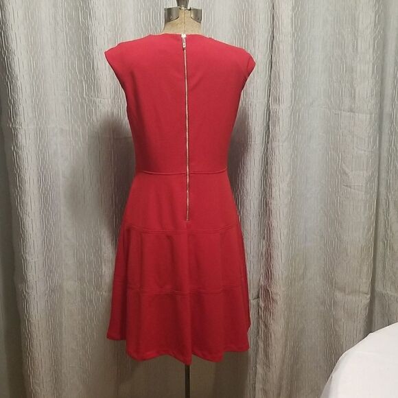 TOMMY HILFIGER Womens Red  Knee Length Party Fit + Flare Dress New 4 - Picture 9 of 15